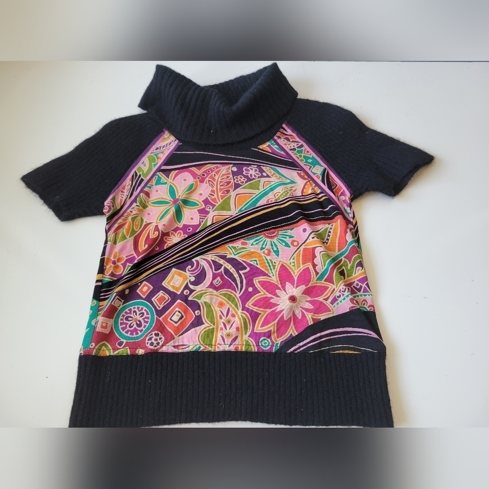 Leonard Fashion Japan Wool Blend Mixed Media Top Size 3 XS? see measurents